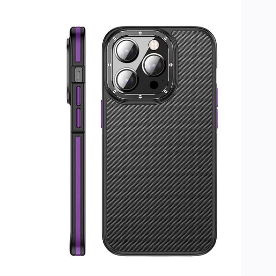 Apple iPhone 14 Pro Max Kılıf Karbon Fiber Görünümlü Wlons Marin Kapak