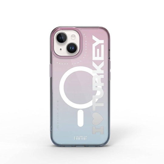 Apple iPhone 15 Kılıf M-safe Şarj Özellikli Transparan Renk Geçişli Wiwu Turkey C Serisi Kapak
