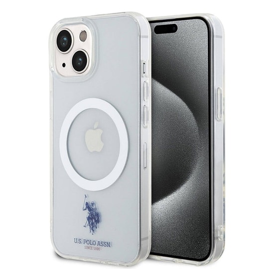 Apple iPhone 15 Kılıf U.S. Polo Assn. Orjinal Lisanslı M-safe Şarj Özellikli Transparan Tasarım Kapak