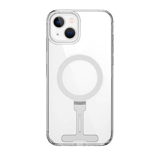 Apple iPhone 15 Plus Kılıf Wiwu FYY-014 M-safe Şarj Özellikli Alüminyum Alaşım Metal Standlı Şeffaf Kapak