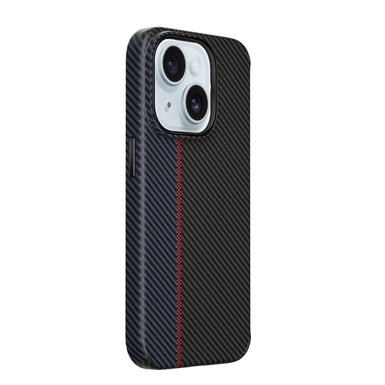Apple iPhone 15 Plus Kılıf Wiwu LCC-107 Karbon Fiber M-safe Şarj Özellikli Kamera Korumalı Kabon Kapak