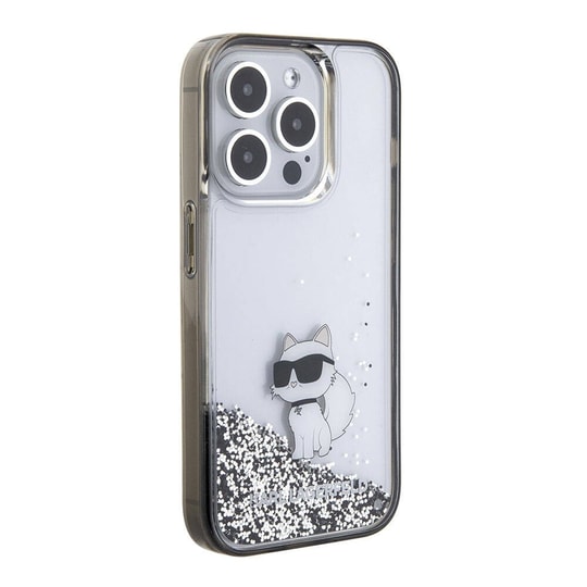 Apple iPhone 15 Pro Kılıf Karl Lagerfeld Choupette Sıvılı Glitter Orjinal Lisanslı Kapak