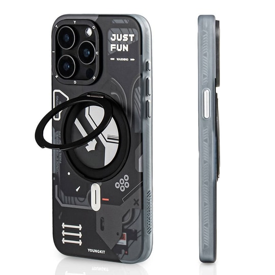 Apple iPhone 15 Pro Kılıf M-safe Şarj Özellikli Youngkit 360° Standlı Starship Serisi Kapak