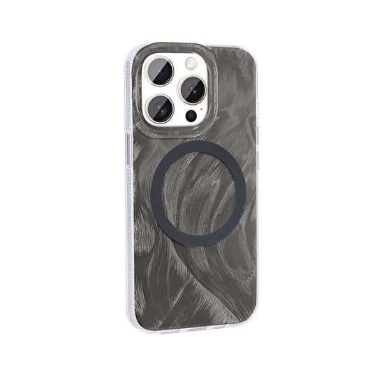 Apple iPhone 15 Pro Kılıf M-safe Şarj Özellikli Fırça Boya Desenli Zore Palet Kapak
