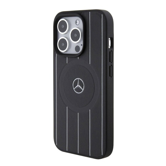 Apple iPhone 15 Pro Kılıf Mercedes Benz Orjinal Lisanslı M-safe Şarj Özellikli Çift Katmanlı Mavi Yıldız Desenli Kapak