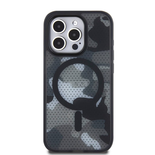 Apple iPhone 15 Pro Kılıf TUMI Orjinal Lisanslı M-safe Şarj Özellikli Buzlanmış Saydam Ağ Kamuflajı Desenli Kapak