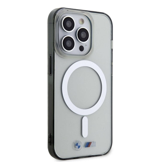 Apple iPhone 15 Pro Max Kılıf BMW M-safe Şarj Özellikli Transparan Silver Ring Orjinal Lisanslı Kapak