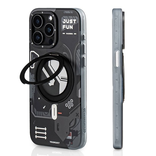 Apple iPhone 15 Pro Max Kılıf M-safe Şarj Özellikli Youngkit 360° Standlı Starship Serisi Kapak