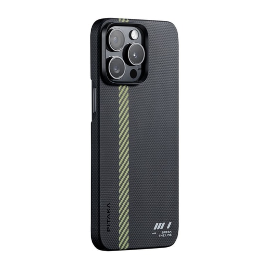 Apple iPhone 15 Pro Max Kılıf M-safe Şarj Özellikli Aramid Fiber Pitaka Tactile Woven Break The Line Kapak