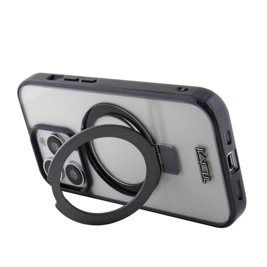 Apple iPhone 15 Pro Max Kılıf TUMI Orjinal Lisanslı M-safe Şarj Özellikli Metal Logolu Ring Standlı Silikon Kapak
