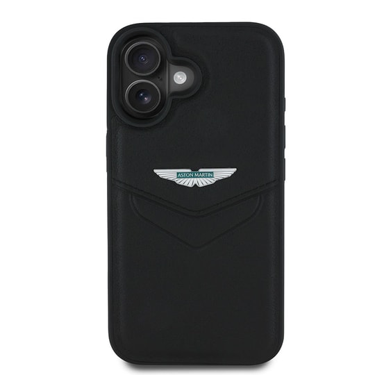 Apple iPhone 16 Kılıf Aston Martin Orjinal Lisanslı Victory Dizayn PU Deri Metal Logolu Kapak