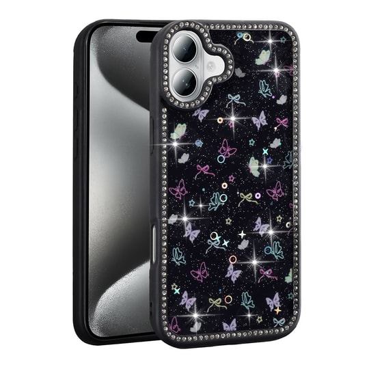 Apple iPhone 16 Kılıf Taşlı ve Simli Tasarım Zore Azra Kapak