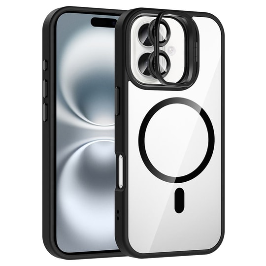 Apple iPhone 16 Plus Kılıf Standlı ve Kamera Lens Hediyeli M-Safe Şarj Özellikli Zore Etro Kapak