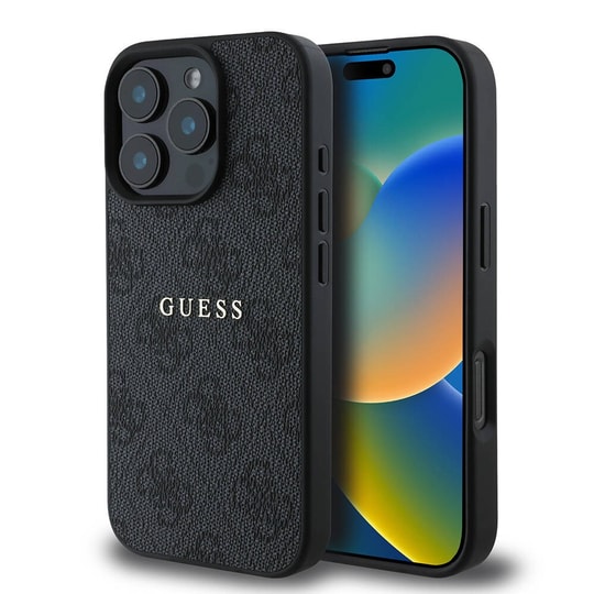 Apple iPhone 16 Pro Kılıf Guess Orjinal Lisanslı M-safe Şarj Özellikli 4G Desenli Yazı Logolu Kapak