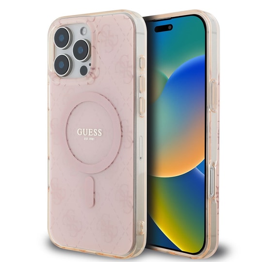 Apple iPhone 16 Pro Max Kılıf Guess Orjinal Lisanslı M-safe Şarj Özellikli IML Baskılı Klasik Logolu 4G Desenli Kapak