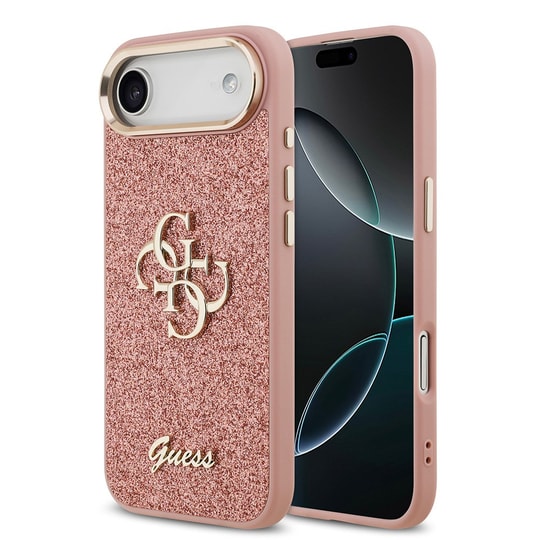 Apple iPhone 17 Air Kılıf Guess Orjinal Lisanslı 4G Büyük Metal Kamera Çerçeveli ve Logolu Glitter Kapak