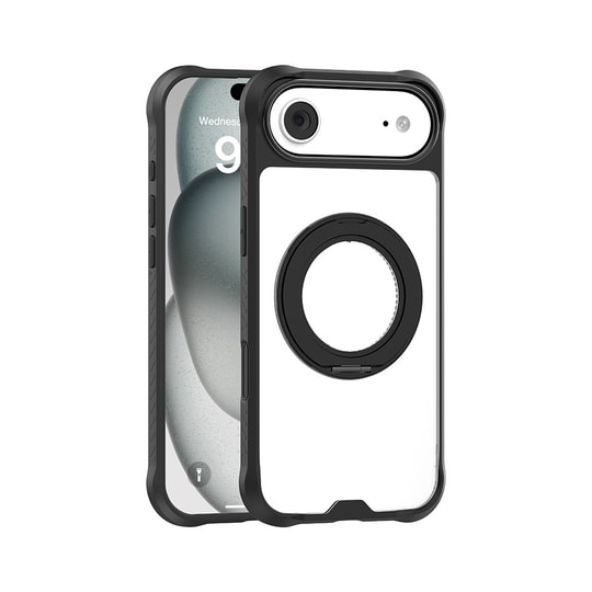 Apple iPhone 17 Air Kılıf M-safe Şarj Özellikli Parmak Ring Standlı Airbag Tasarımlı Mutural Obsidian Serisi Kapak