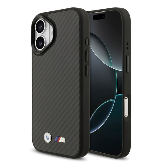 Apple iPhone 17 Kılıf BMW Orjinal Lisanslı M-safe Şarj Özellikli Karbon Fiber Metal Logolu Kapak