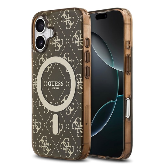 Apple iPhone 17 Kılıf Guess Orjinal Lisanslı M-safe Şarj Özellikli IML Baskılı Klasik Logolu 4G Desenli Kapak