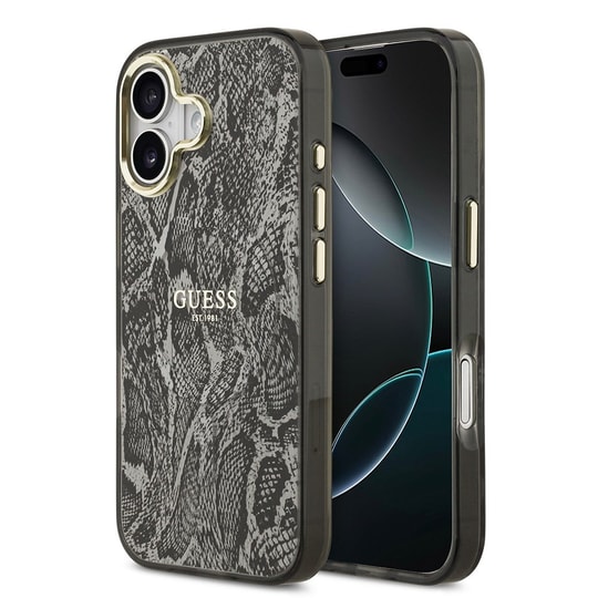 Apple iPhone 17 Kılıf Guess Orjinal Lisanslı M-safe Şarj Özellikli Yazı Logolu Python Desenli Kapak