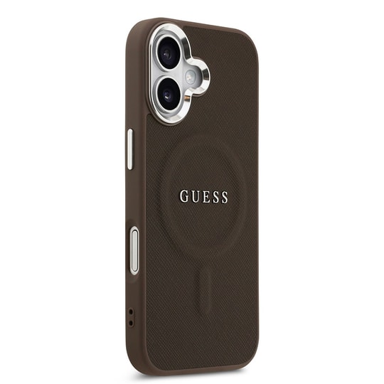Apple iPhone 17 Kılıf Guess Orjinal Lisanslı M-safe Şarj Özellikli Simli Peony Desenli Silikon Kapak