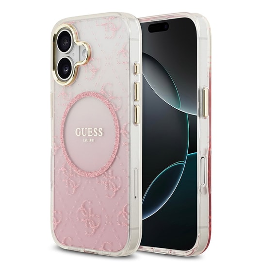 Apple iPhone 17 Kılıf Guess Orjinal Lisanslı M-safe Şarj Özellikli 4G Desenli Simli Silikon Kapak