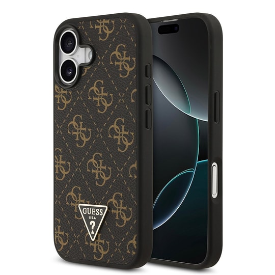 Apple iPhone 17 Kılıf Guess Orjinal Lisanslı PU Deri 4G Desenli Üçgen Logolu Kapak