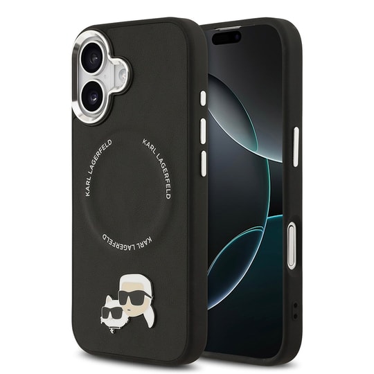 Apple iPhone 17 Kılıf Karl Lagerfeld Orjinal Lisanslı M-safe Şarj Özellikli Metal Kamera ve Buton Tasarımlı K&C PU Deri Kapak
