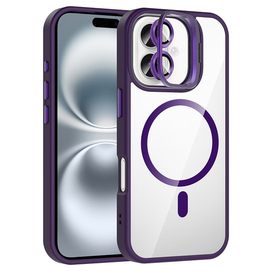 Apple iPhone 17 Kılıf Standlı ve Kamera Lens Hediyeli M-Safe Şarj Özellikli Zore Etro Kapak