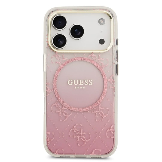 Apple iPhone 17 Pro Kılıf Guess Orjinal Lisanslı M-safe Şarj Özellikli 4G Metal Büyük Logolu Kartlıklı Kapak