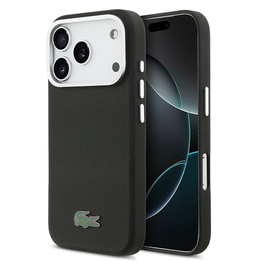 Apple iPhone 17 Pro Kılıf Lacoste Orjinal Lisanslı M-Safe Şarj Özellikli PVC Pike Desenli Arka Yüzey İkonik Timsah Dokuma Logolu Kapak
