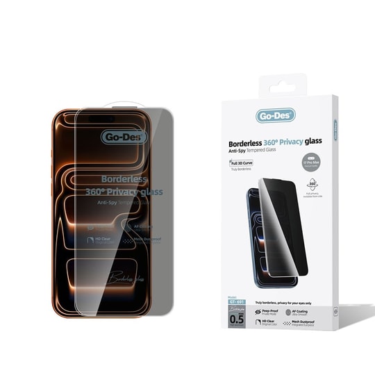 Apple iPhone 17 Pro Max Go Des Borderless Privacy Temperli Cam Ekran Koruyucu