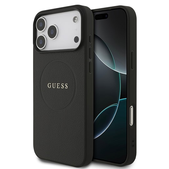 Apple iPhone 17 Pro Max Kılıf Guess Orjinal Lisanslı M-safe Şarj Özellikli Yazı Logolu PU Deri Kapak