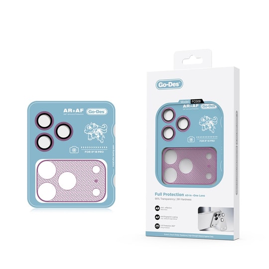 Apple iPhone 18 Pro Go Des FC009 Titanyum Serisi Anti Reflective 2in1 Kamera Lens Koruyucu