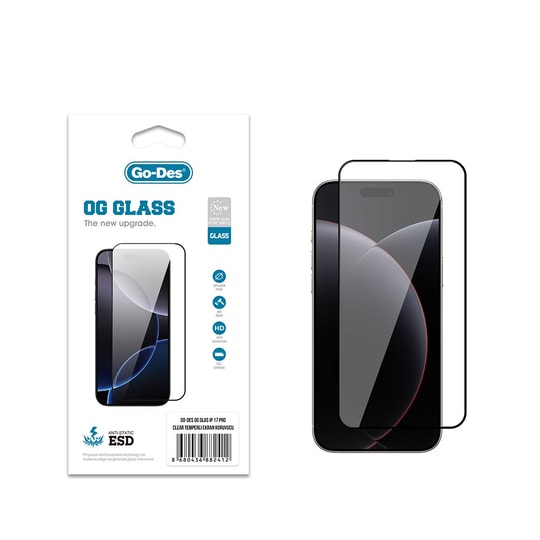 Apple iPhone 18 Pro Go Des OG Glass Antistatik Temperli Cam Ekran Koruyucu