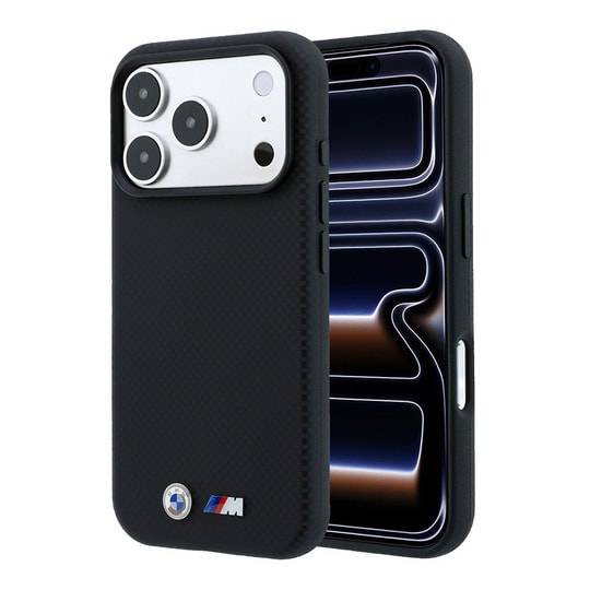 Apple iPhone 18 Pro Kılıf BMW Orjinal Lisanslı M-safe Şarj Özellikli Metal Logolu Karbon Fiber Kevlar Kapak