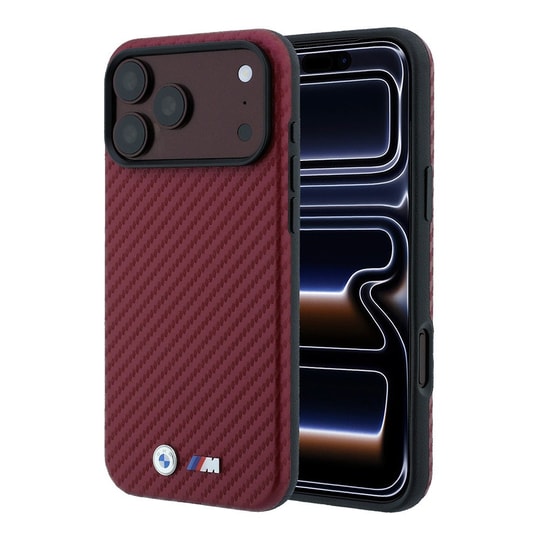 Apple iPhone 18 Pro Kılıf BMW Orjinal Lisanslı M-safe Şarj Özellikli PU Karbon Tasarımlı Metal Logolu Kapak