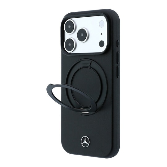 Apple iPhone 18 Pro Kılıf Mercedes Benz Orjinal Lisanslı M-safe Şarj Özellikli 360 Derece Dönebilen Standlı Metal Logolu PU Kapak
