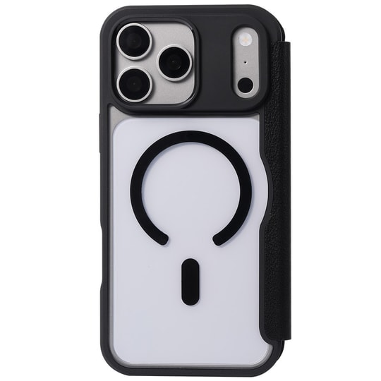 Apple iPhone 18 Pro Max Kılıf M-safe Şarj Özellikli Vegan Deri Tasarımlı Şeffaf Arka Yüzey Kartlıklı Raptic Urban Folio Serisi Kapak