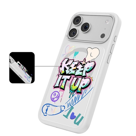 Apple iPhone 18 Pro Max Kılıf M-safe Şarj Özellikli 3D Baskılı Tasarım Mutural Graffiti Serisi Kapak