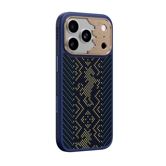 Apple iPhone 18 Pro Max Kılıf M-safe Şarj Özellikli Yükseltilmiş Kamera Çerçeveli Karbon Fiber Tasarımlı Benks Knight ArmorPro Kevlar Kapak