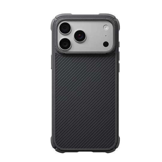 Apple iPhone 18 Pro Max Kılıf M-safe Şarj Özellikli 600D Aramid Fiber Pitaka Black-Grey Twill Serisi Cairn Kapak
