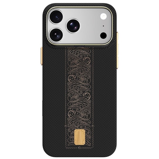 Apple iPhone 18 Pro Max Kılıf M-safe Şarj Özellikli Raptic Aramid Skin Rise Serisi 24 Ayar Altın Kaplamalı Karbon Kapak