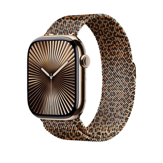 Apple Watch 38mm Zore KRD-01 Leopar Desenli Metal Kordon