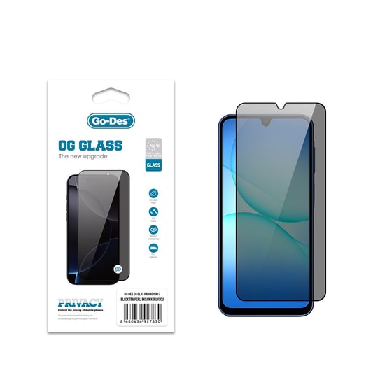 Galaxy A17 Go Des OG Glass Privacy Antistatik Temperli Cam Ekran Koruyucu