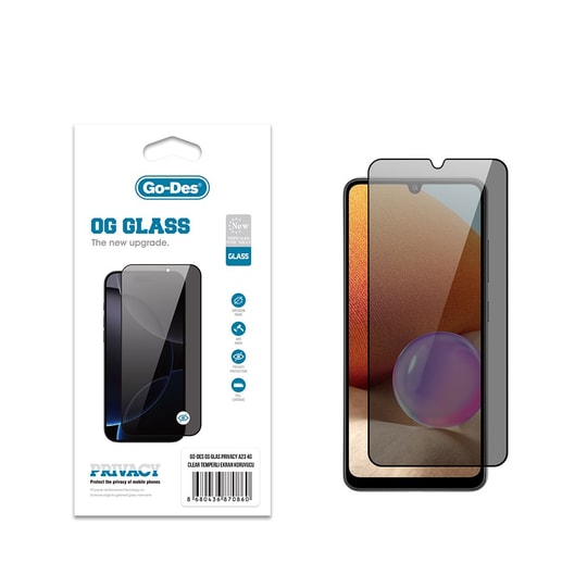 Galaxy A23 Go Des OG Glass Privacy Antistatik Temperli Cam Ekran Koruyucu