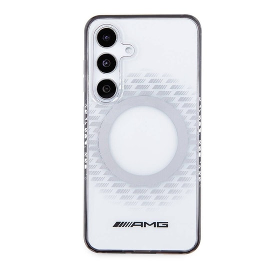 Galaxy S24 Kılıf AMG Orjinal Lisanslı M-safe Şarj Özellikli Eşkenar Dörtgen Desenli Transparan Kapak