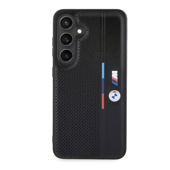 Galaxy S24 Kılıf BMW Orjinal Lisanslı M Logolu Üç Renk Çizgili Delikli Detail Line Kapak