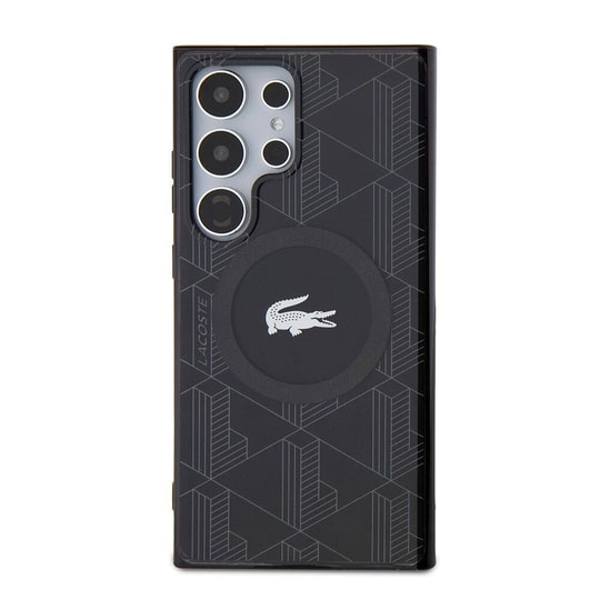 Galaxy S24 Ultra Kılıf Lacoste Orjinal Lisanslı M-safe Şarj Özellikli Çift Katmanlı Timsah Logolu Blend Monogram Kapak