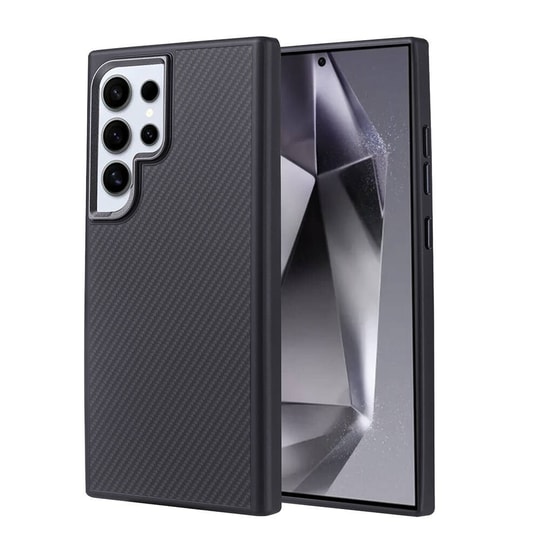 Galaxy S24 Ultra Kılıf M-safe Şarj Özellikli Karbon Fiber Görünümlü Zore Troy Kapak